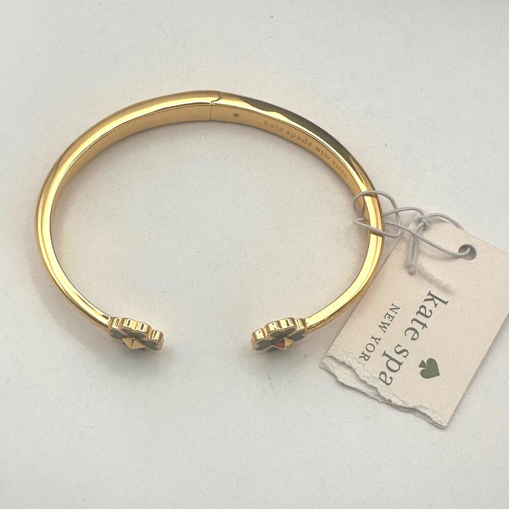 KATE SPADE Black Spades & Studs Cuff Bracelet Gold Plated Designer Bracelet - Picture 3 of 11